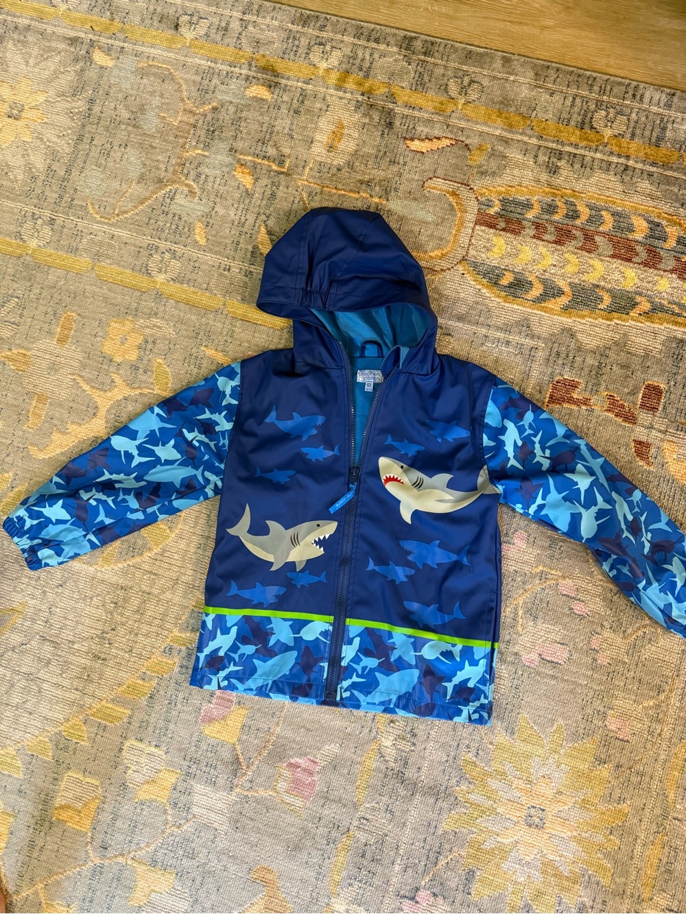 Stephen Joseph Kids Raincoat Jacket Blue Ocean Sharks 6x